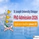St Joseph University Dimapur PhD Admission 2026 Open; Application Deadline January 30